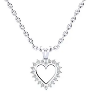 1/4 Ct Sterling Silver Diamond Heart Necklace