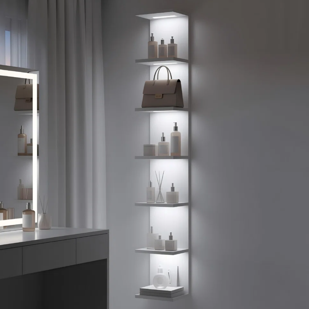 7-Tier 59.4'' Floating Wall Shelf w/ LED Lights