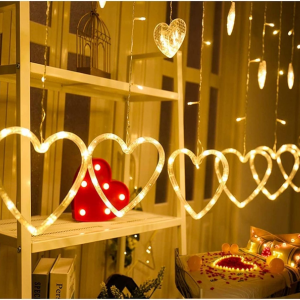 Valentines Day LED 12-Heart-Shaped String Lights