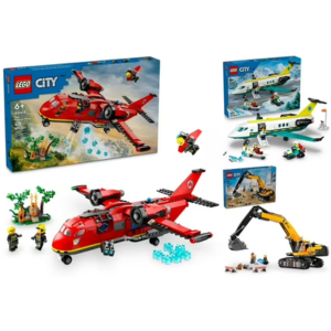 LEGO Emergency Air Ambulance, Construction Excavator & Fire Rescue Plane Building Set
