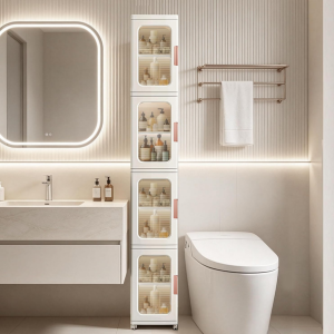 4-Tier Slim Rolling Bathroom Storage Cabinet