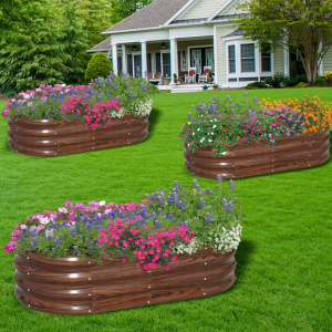 3-Pack Galvanized Metal 4' Raised Garden Bed