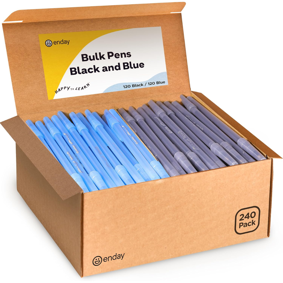 Enday 240-Count Blue & Black Ballpoint Pens
