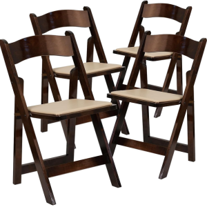 4-Pack Flash Furniture Wood Folding Chairs w/Vinyl Padded Seat