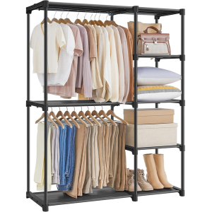 Freestanding Closet Organizer w/Clothes Hanging Rods