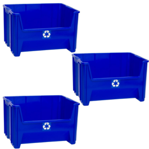 3-Pack Commercial 12Gl Stackable Recycling Bins