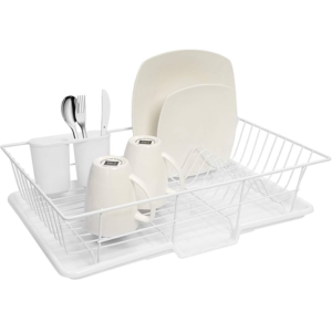 Dish Drying Rack w/Cutlery Holder & Drainboard