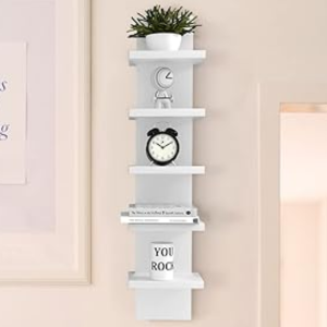 Wall Mounted 5-Tier Wood Floating Shelves