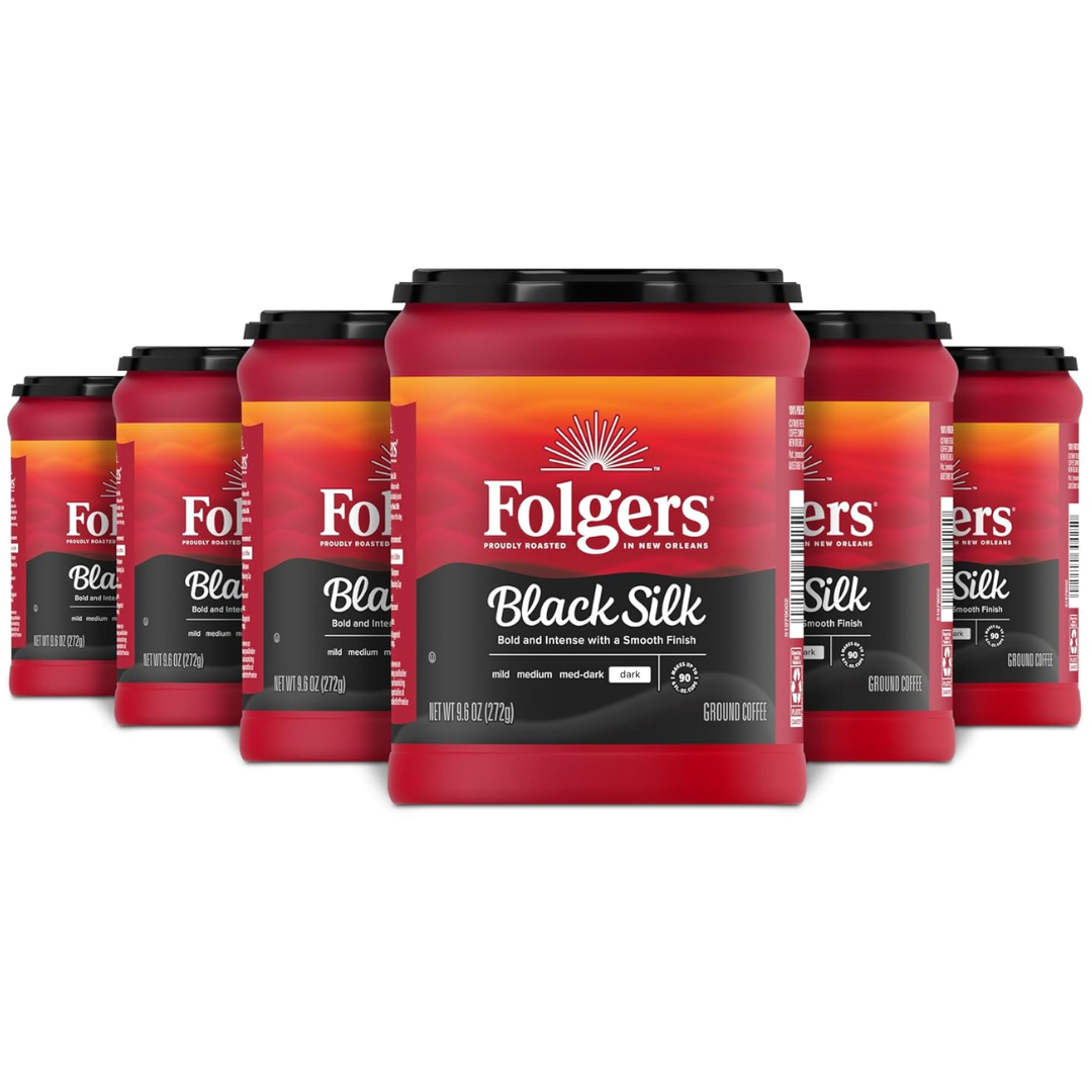 Folgers 6-Pack 9.6oz Black Silk Dark Roast Coffee