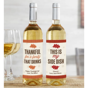 Thanksgiving Personalized Wine Bottle Label