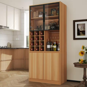 Wood 12-Bottle LED Wine Cabinet