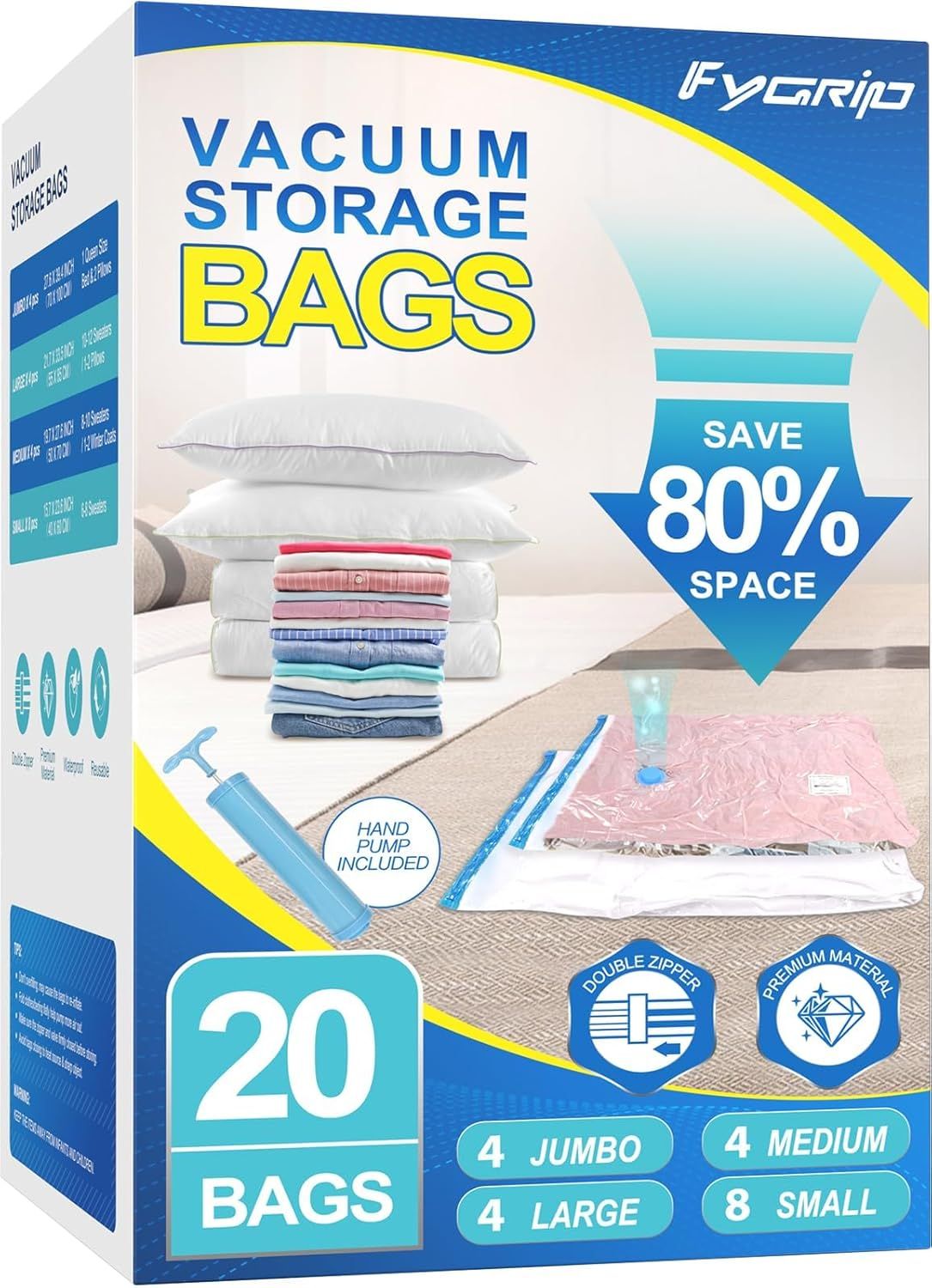 20-Count Vacuum Storage Bags w/ Hand Pump