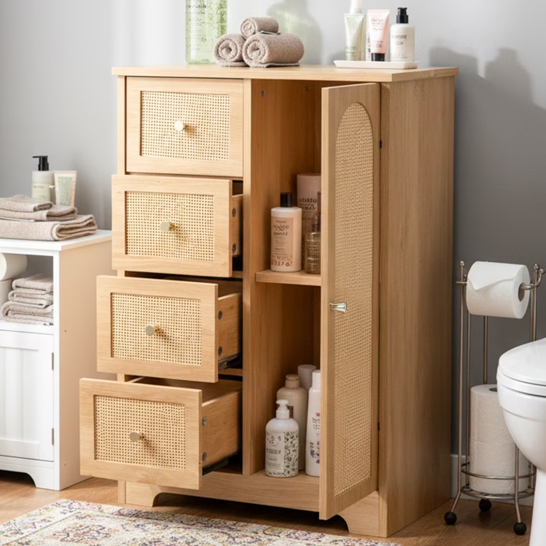 Wood Bathroom Cabinet w/Drawers