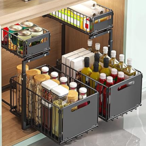 2-Tier Adjustable Pull Out Cabinet Organizer