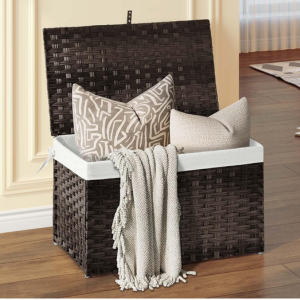 Foldable 27Gl. Wicker Storage Basket w/Handles
