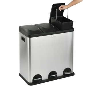 Step N' Sort 3-Compartment Stainless Steel Trash Can