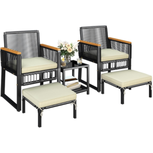 5-Piece Wicker Rattan Patio Furniture Set