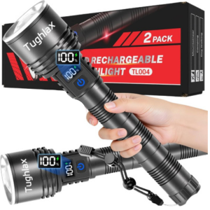 2-Pack Rechargeable LED Flashlights w/Display