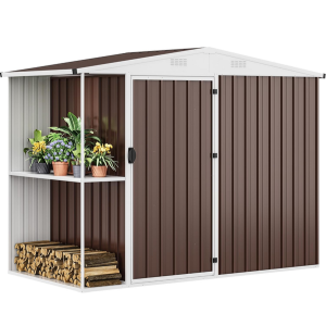 Metal 8' x 4' Storage Shed w/Rack