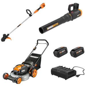 Worx 40V Cordless Push Mower, String Trimmer & Blower Combo