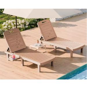 Set of 2 Resin Adjustable Outdoor Chaise Lounge