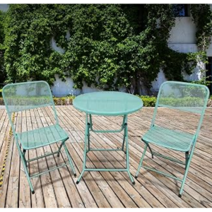 Outdoor 3-Piece Mesh Foldable Steel Bistro Set