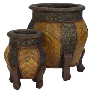 Nearly Natural 2-Piece Decorative Wood Planter Set