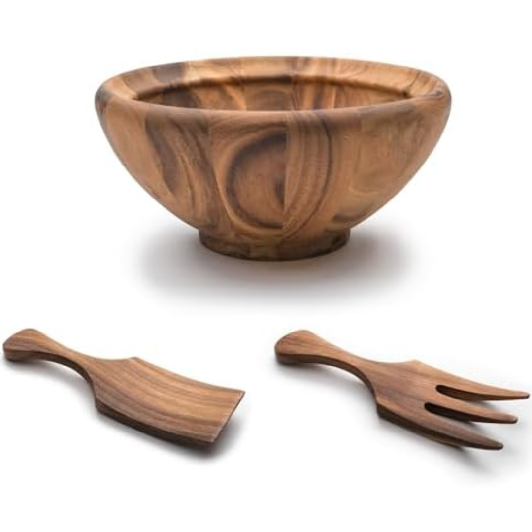 3-Piece Acacia Wood Salad Bowl Set