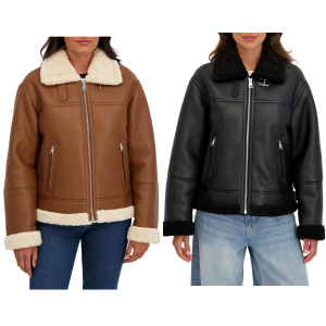 Sebby Women's Faux Shearling Collar Jacket