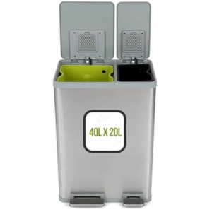 Dual Compartment 60L Kitchen Step Trash Can