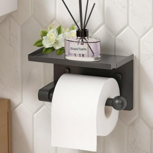 Wall Mount Toilet Paper Holder w/Shelf