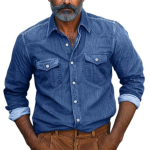 Men's Chambray Long Sleeve Button Up Shirt