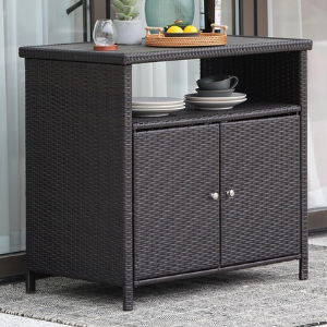 Wicker Storage Buffet Cabinet