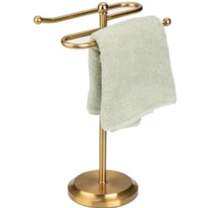 Steel Towel Rack Holder Stand w/Dual Rings