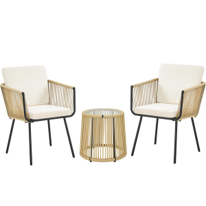 Outdoor 3-Piece Wicker Cushioned Bistro Set