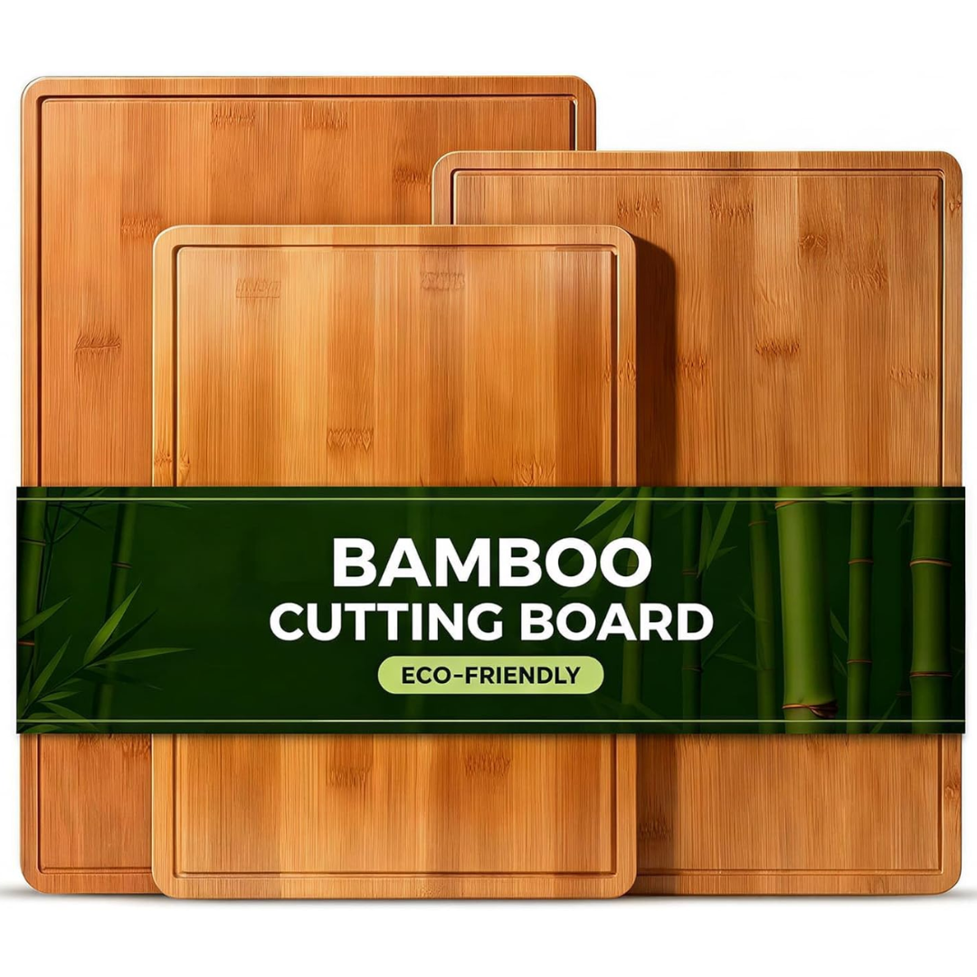 Carbonized 3-Piece Bamboo Cutting Board Set