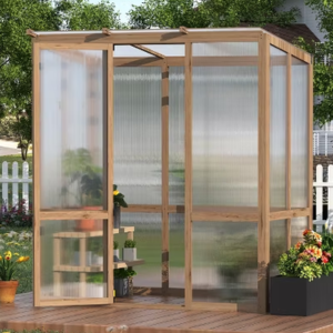 Wood 4' x 6' Walk-In Lockable Greenhouse