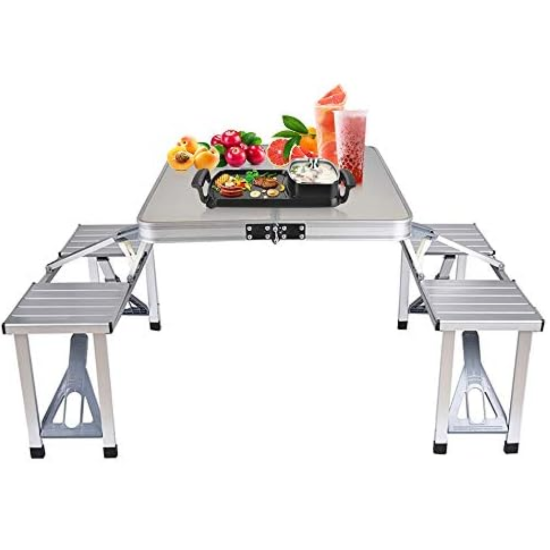 Aluminum Folding Picnic Table w/Stools