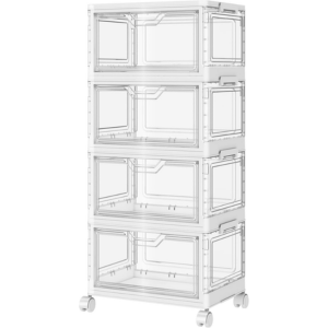 4-Tier 24Qt Clear Rolling Stackable Storage Bins w/Lid