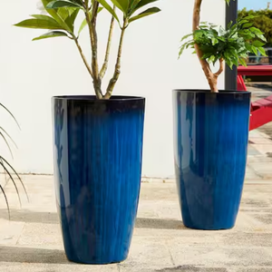Set of 2 Oversized Gradient Faux Ceramic Planters
