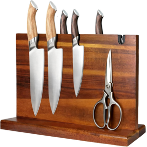 Acacia Wood Magnetic Knife Block