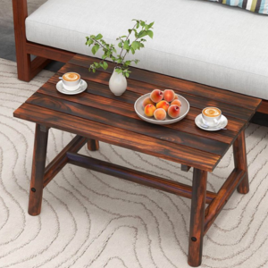 Wood Slatted Top Outdoor Coffee Table