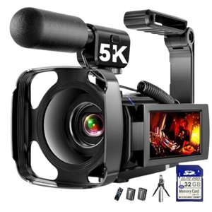 5K 64MP Video Camera Camcorder w/Batteries & Accessories