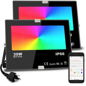 2-Pack RGBW Smart LED Flood Light w/App & Music Sync
