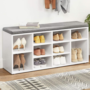 10-Compartment Entryway Shoe Bench