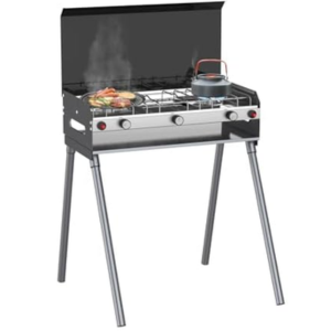 Portable 2-Burner & Grill Propane Camping Stove