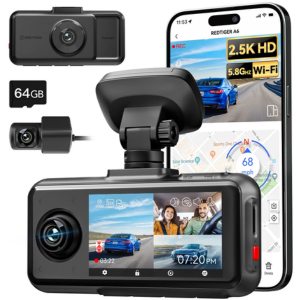 RedTiger 4K+2.5K Dual Dash Cam w/64GB Card