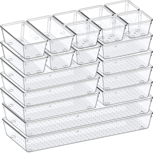 20-Pack Clear Drawer Organizer Set