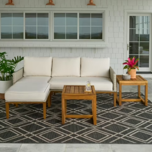 Patio Sofa Lounger w/Acacia Wood Tables