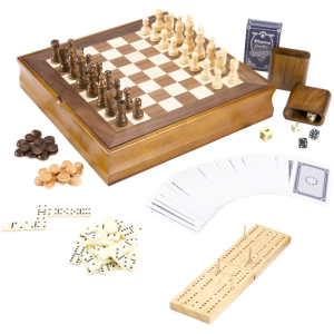 Wood 7-in-1 Classic Board Games Set